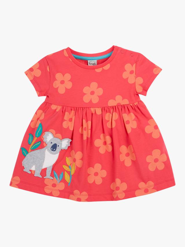 

Топ-туника с аппликацией из органического материала baby millie с цветочным принтом Frugi, розовый