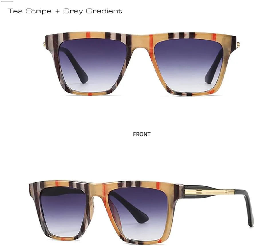 

Популярные модные солнцезащитные очки для женщин, трендовые градиентные оттенки, солнцезащитные очки UV400 для мужчин, очки «кошачий глаз» TKKTLLT, Tea Stripe Gray