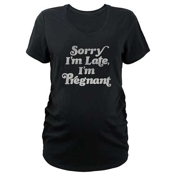 

Футболка с V-образным вырезом и принтом "Извини за опоздание, я беременна" для будущих мам Unbranded