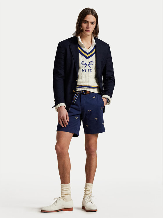 Шорты из ткани прямого покроя 710963496001 Polo Ralph Lauren, синий — фото 2
