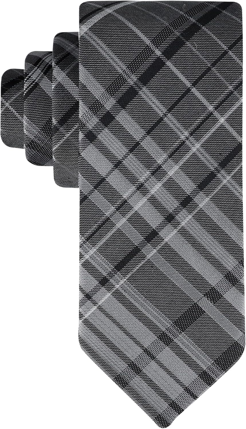 

Мужские черные однотонные и узорчатые галстуки Calvin Klein - классические галстуки для работы, свадеб и официальных мероприятий, Black Plaid 2