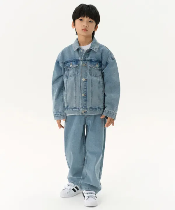 Джинсовая куртка оверсайз, Musinsa Standard Kids, светло-индиго
