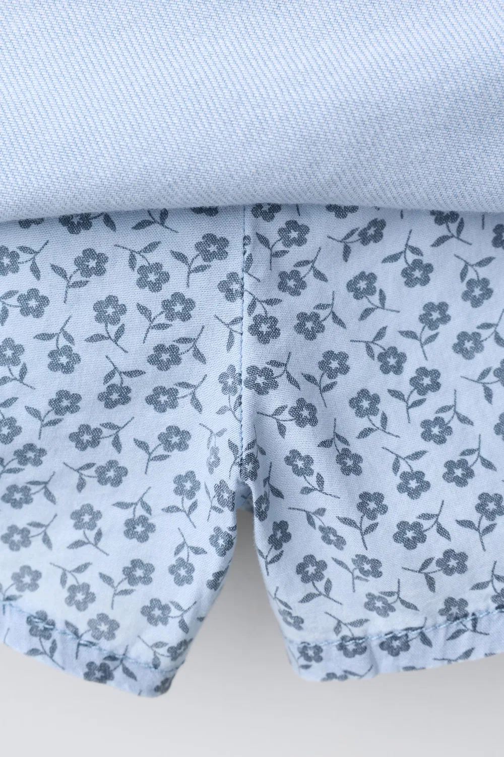 Джинсовая юбка-бермуда с цветочным принтом ZARA, Light Blue — фото 4