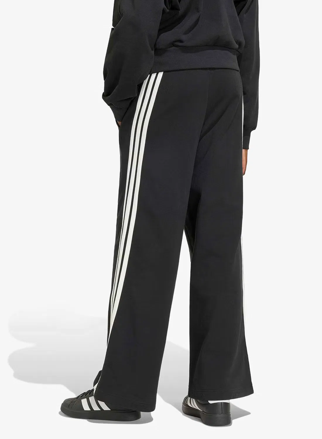 Широкие брюки из футера с лампасами Adidas, черный — фото 2