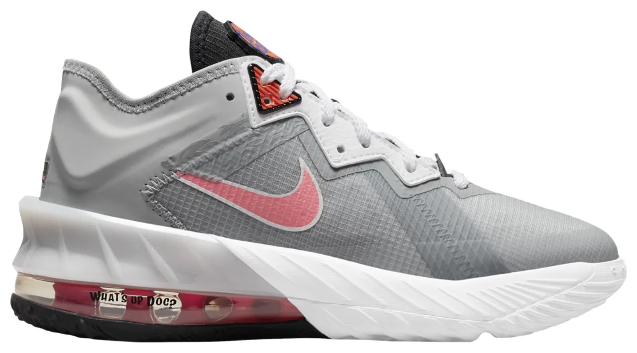 Баскетбольные кроссовки для мальчиков LeBron XVIII Low Nike, цвет Light Smoke Grey/Black/Sunset Pulse