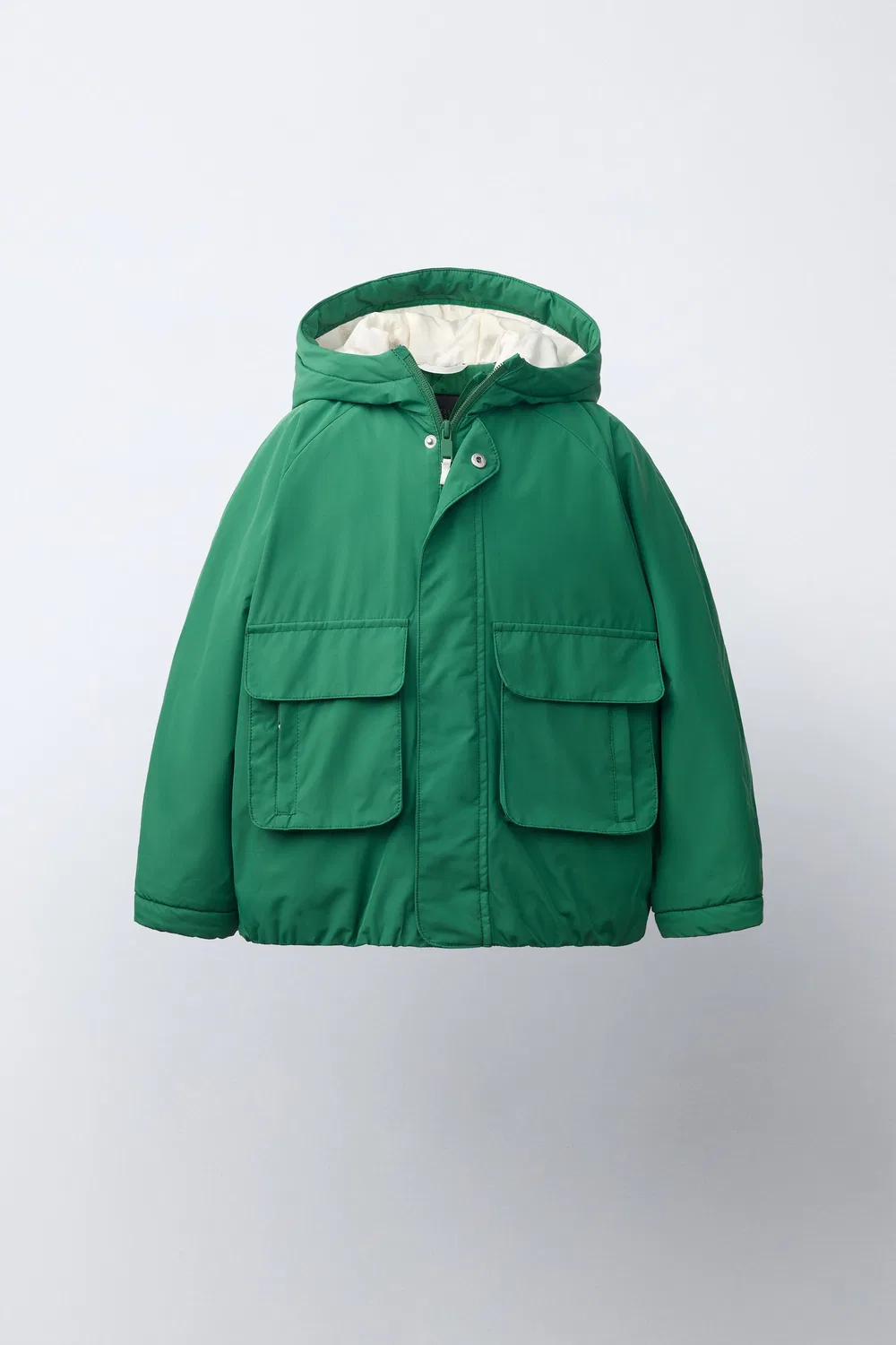 Водоотталкивающая парка с контрастными деталями. ZARA, Green