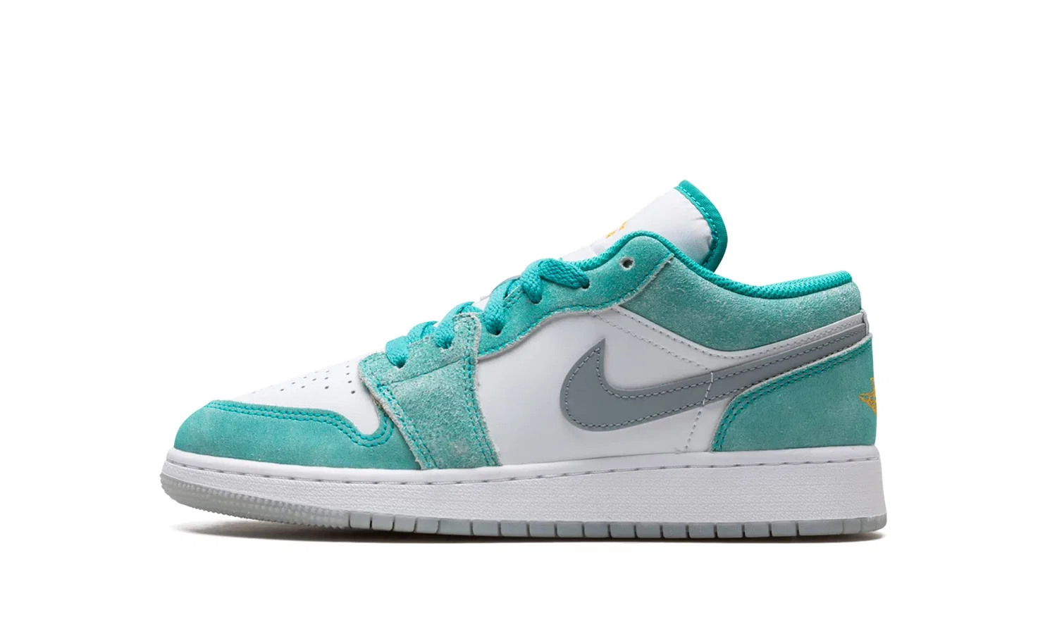 Детские кроссовки с кожаным верхом Air Jordan 1 NIKE, Nuovo Emerald Taxi Bianco