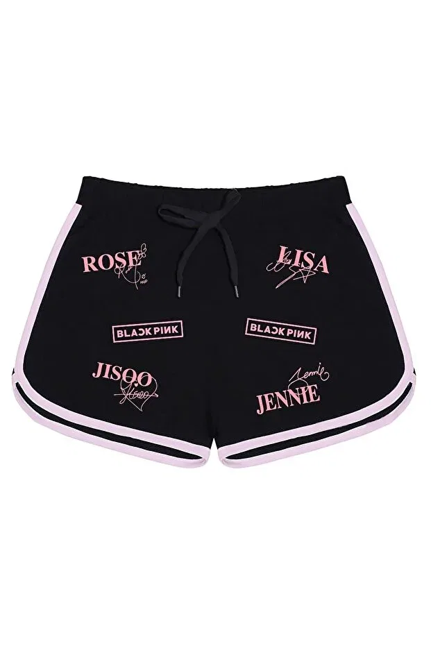 Детские шорты для девочек с принтом Blackpink member name printed Mech Butik, Black