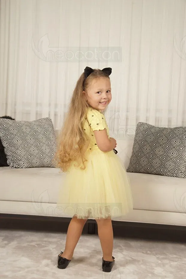 Детское платье для девочек с длинным рукавом Elegant Neocotton, Yellow — фото 3