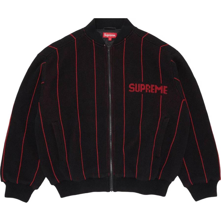 Жакет Supreme Pinstripe Varsity Zip Up, черный - фото