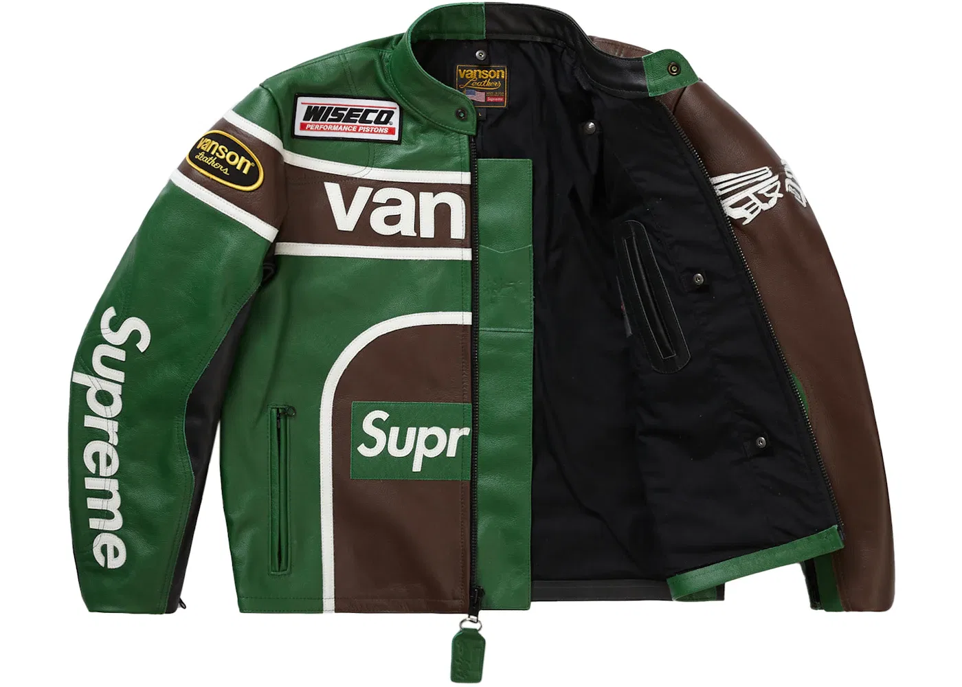 Мужская куртка с расщепленным дизайном Supreme Yohji Yamamoto Vanson Leathers, Green — фото 2