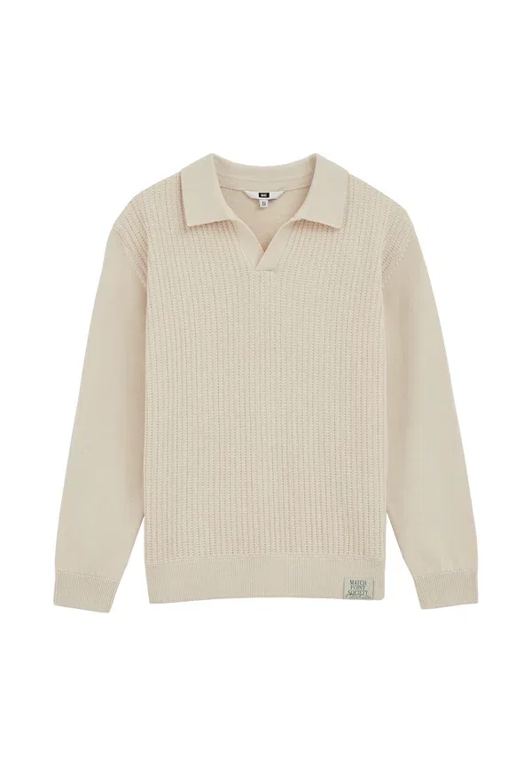 Блуза с длинным рукавом из хлопка Long sleeved top We Fashion, beige, бежевый — фото 4