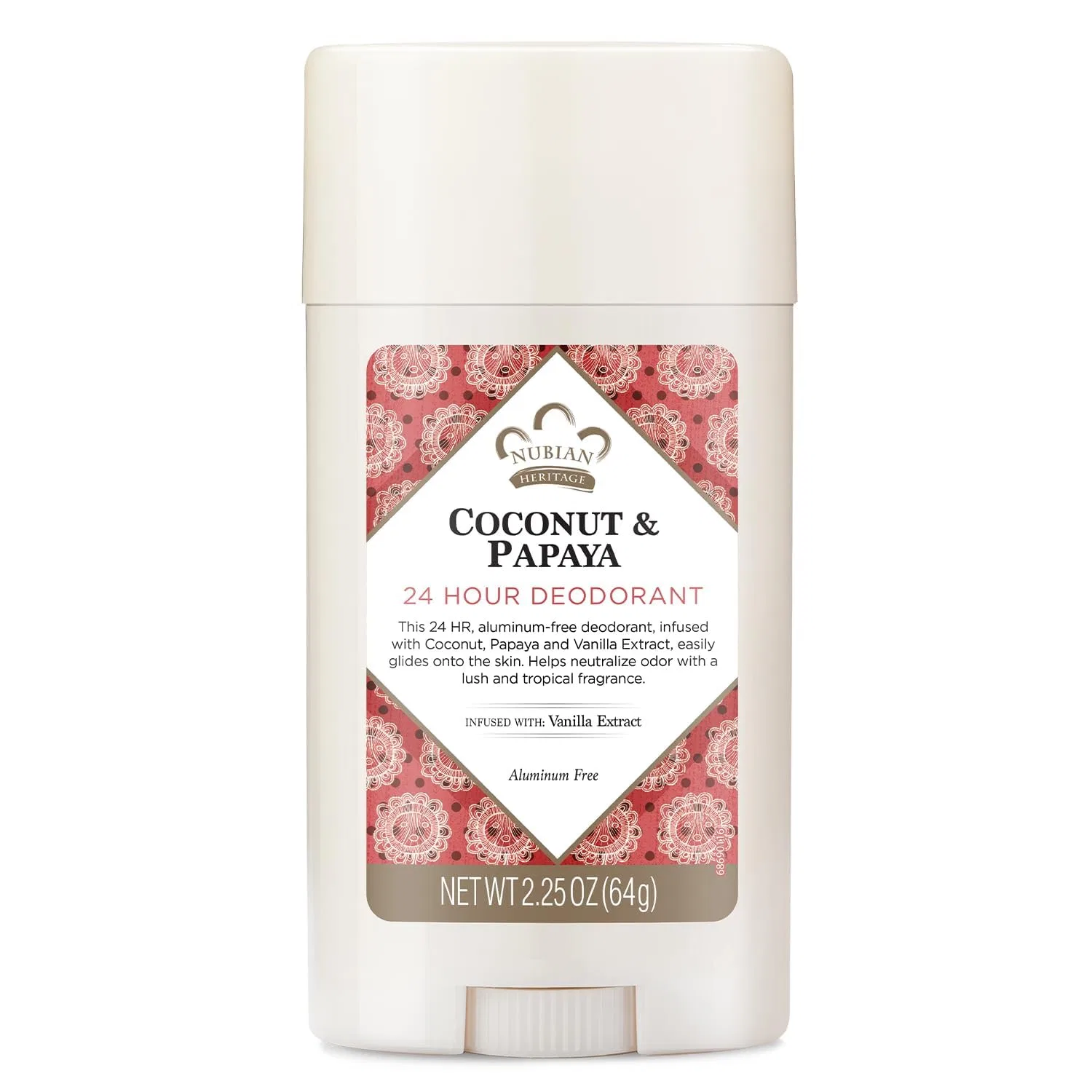 Дезодорант 24 часа Coconut/Papaya with Vanilla Oil, Nubian Heritage, 2.25 fl oz