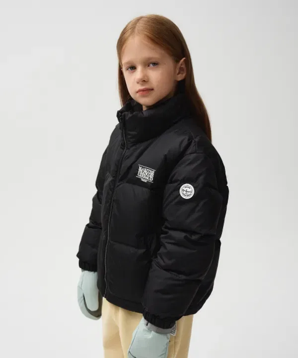 Пуховик детский базовый с гусиным пухом, black, Marithé Kids