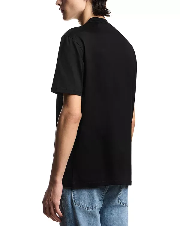 Мужская футболка с принтом Essential Cotton T Shirt With Jacquard Logo Emporio Armani, Black Beauty — фото 3