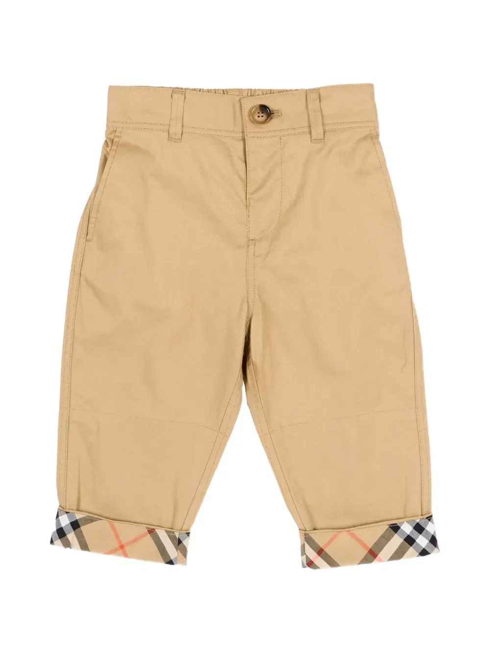 Брюки с клетчатыми манжетами Burberry Kids, бежевый