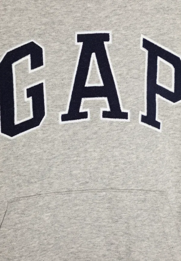 Детская свободная толстовка с логотипом - худи Gap, светло-серый — фото 3