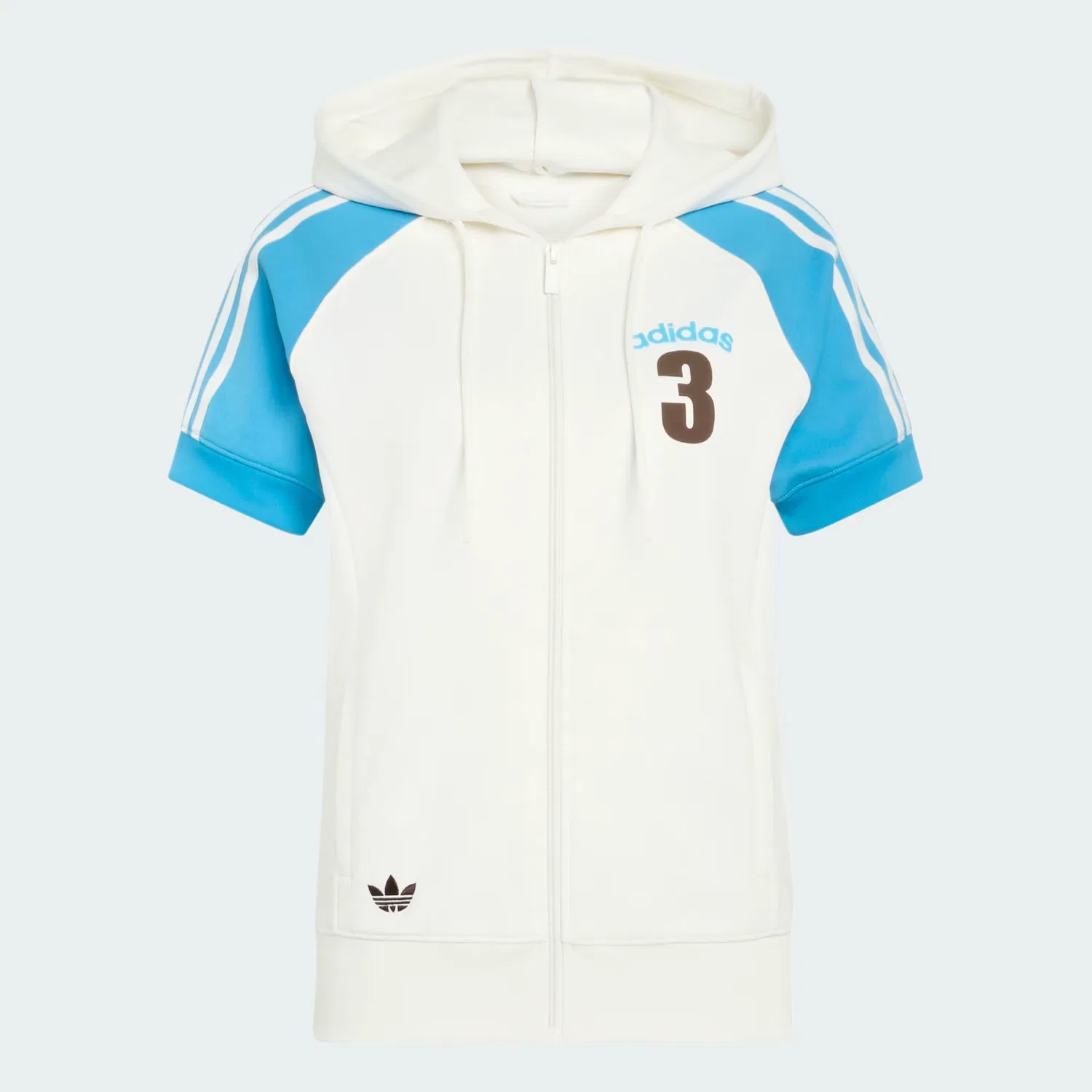 Женская олимпийка с коротким рукавом Vintage Superstar Track Top Adidas Originals, Off White/App Sky Rush — фото 4