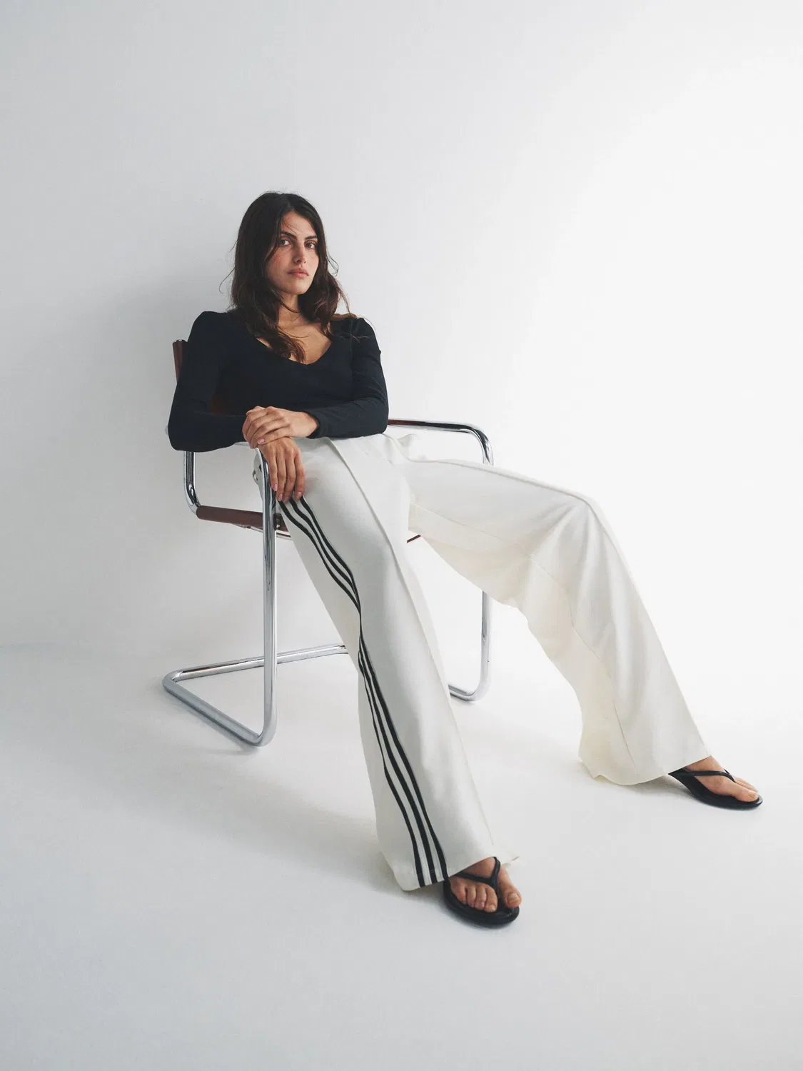Брюки спортивные, свободный крой, Manager Tailored Trousers, adidas Originals, белый — фото 3