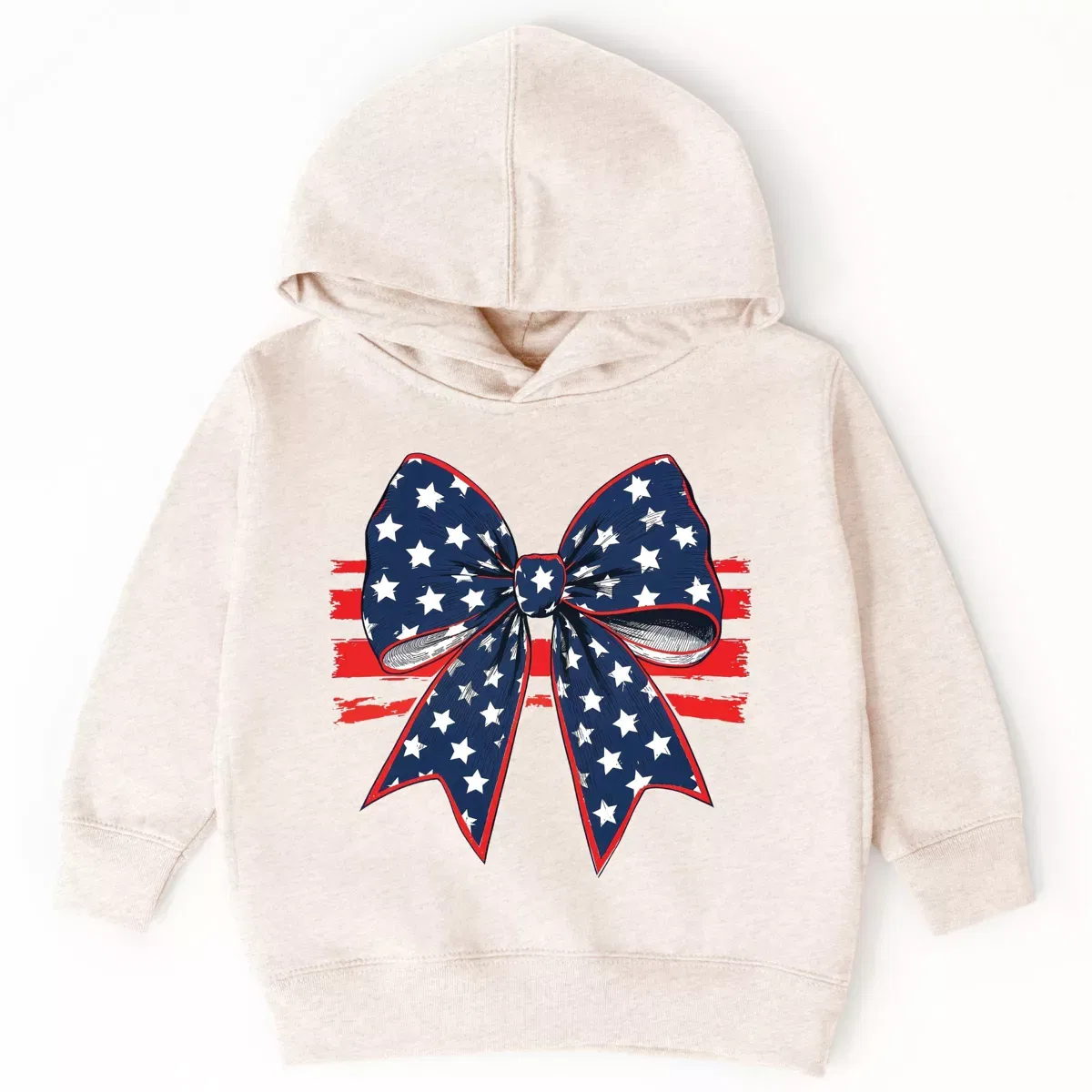 Детская худи с принтом Blue and White Star Bow Coquette The Juniper Shop, Natural