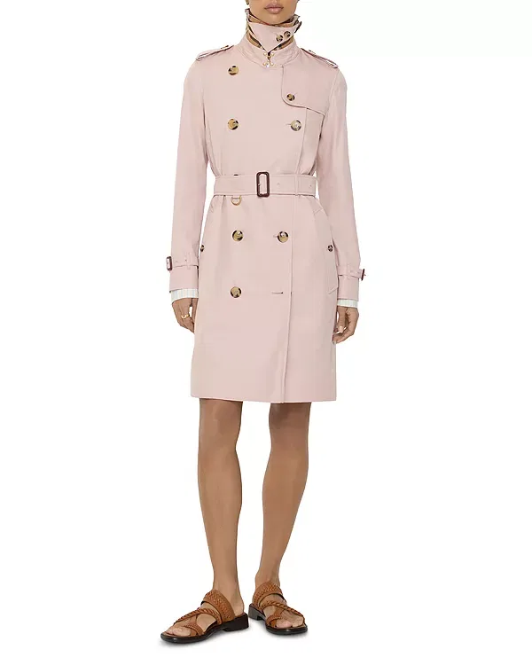 Женское пальто с поясом Kensington Trench Coat Burberry, Pale Sugar Pink