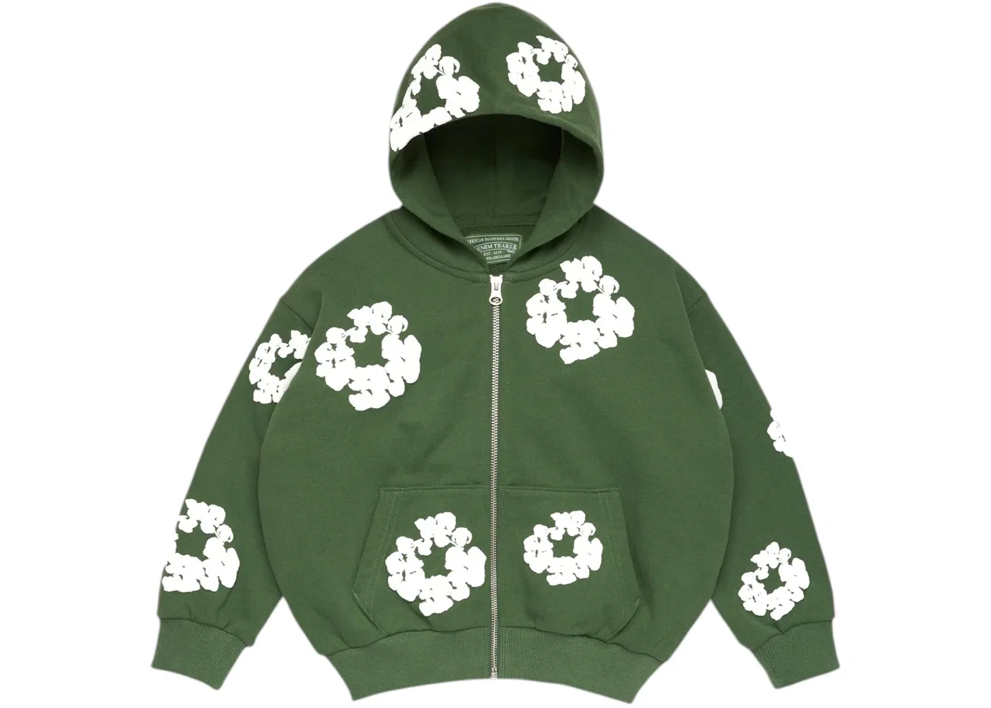 Детская худи с принтом Denim Tears Cotton Wreath Zip Hoodie, Green