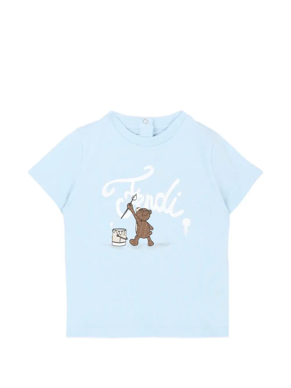 Футболка с принтом плюшевого мишки Fendi Kids, синий