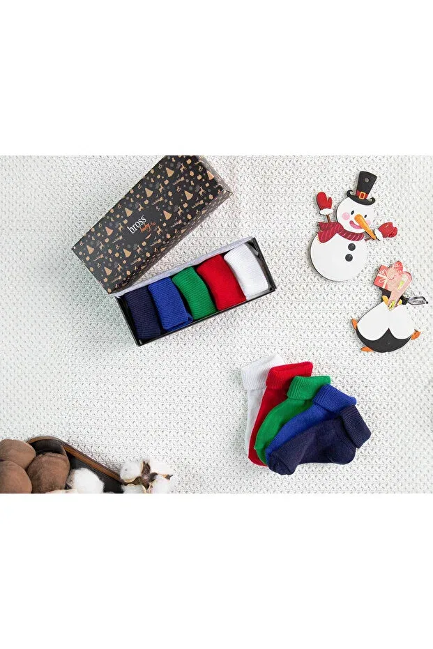 Детские носки без скольжения из органического хлопка 5 пар Mem Socks, Çok Renkli