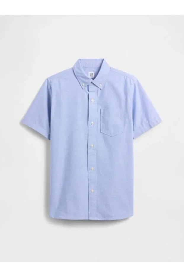Детская оксфордская рубашка для мальчиков с коротким рукавом Gap Kids, Blue