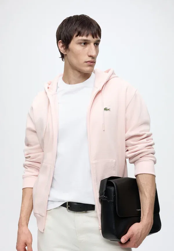 Толстовка Lacoste Классическая, однотонная, синяя — фото 4