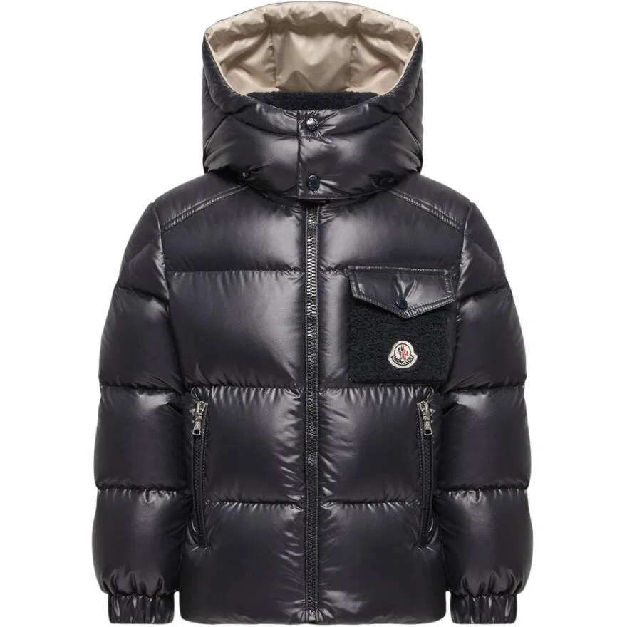 Детская куртка-пуховик с капюшоном, синяя, Moncler