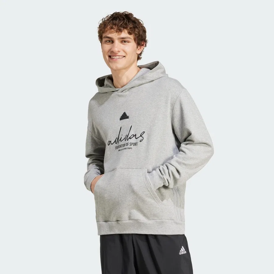 Худи свободного кроя с принтом и вышивкой Sportswear IX1316 Brand Love French Terry Hoodie adidas, Серый
