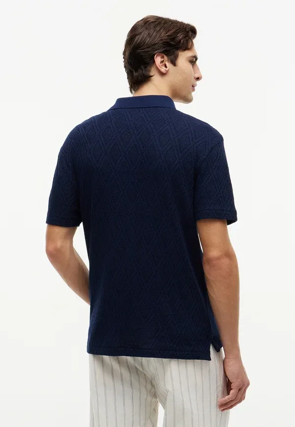 Поло хлопковое Jacquard Tommy Hilfiger, темно-синий — фото 3