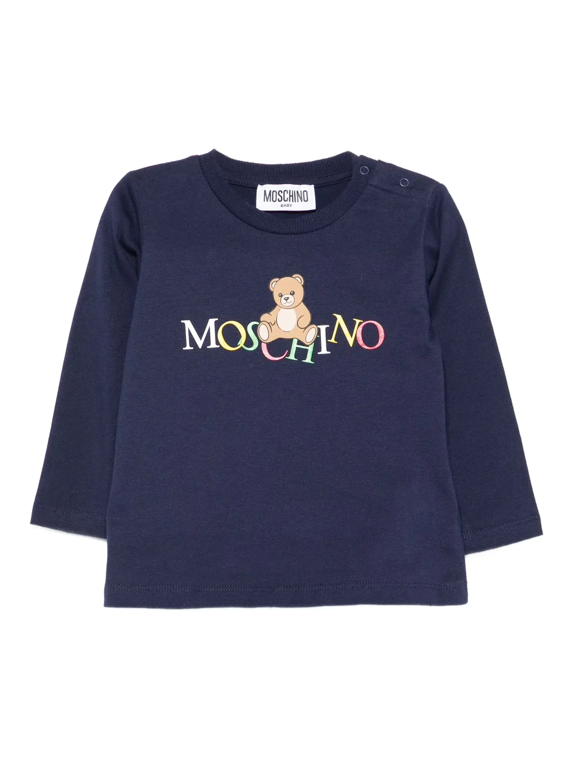 Футболка с длинным рукавом с принтом мишки Moschino, темно-синий
