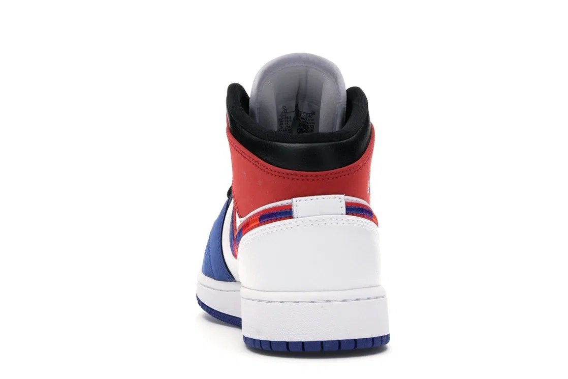 Детские кроссовки с высоким верхом Jordan 1 Mid Jordan, White/Rush Blue-Black-University Red — фото 4