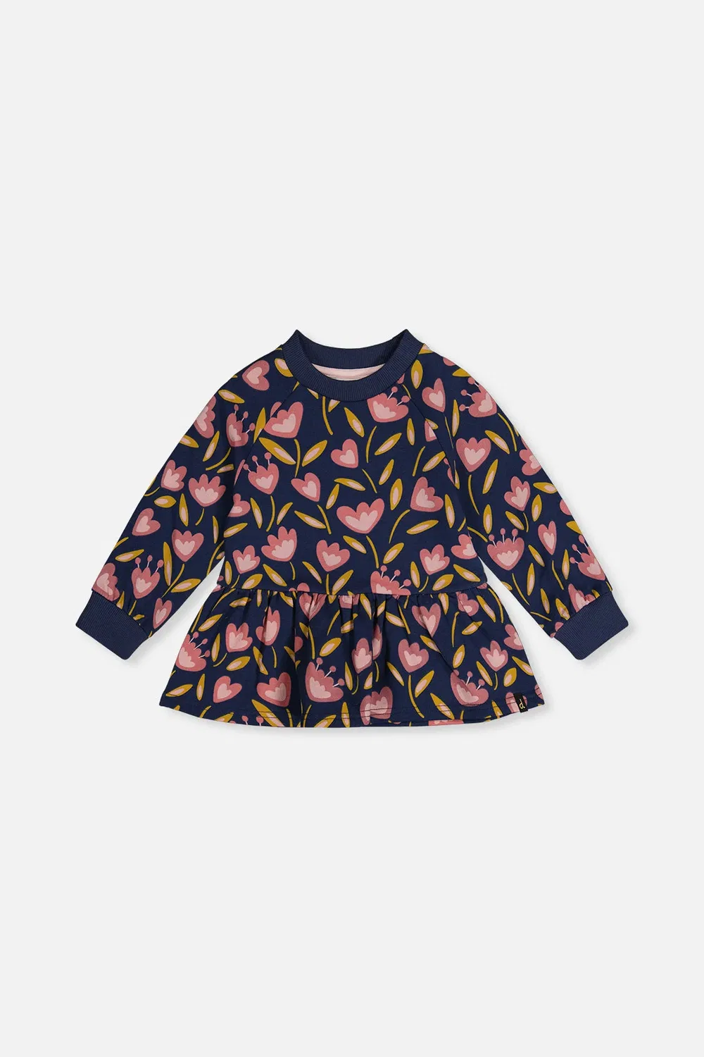 Детская футболка с длинным рукавом с принтом тюльпанов Blue Tulip Print Deux par Deux, Blue Tulip Print