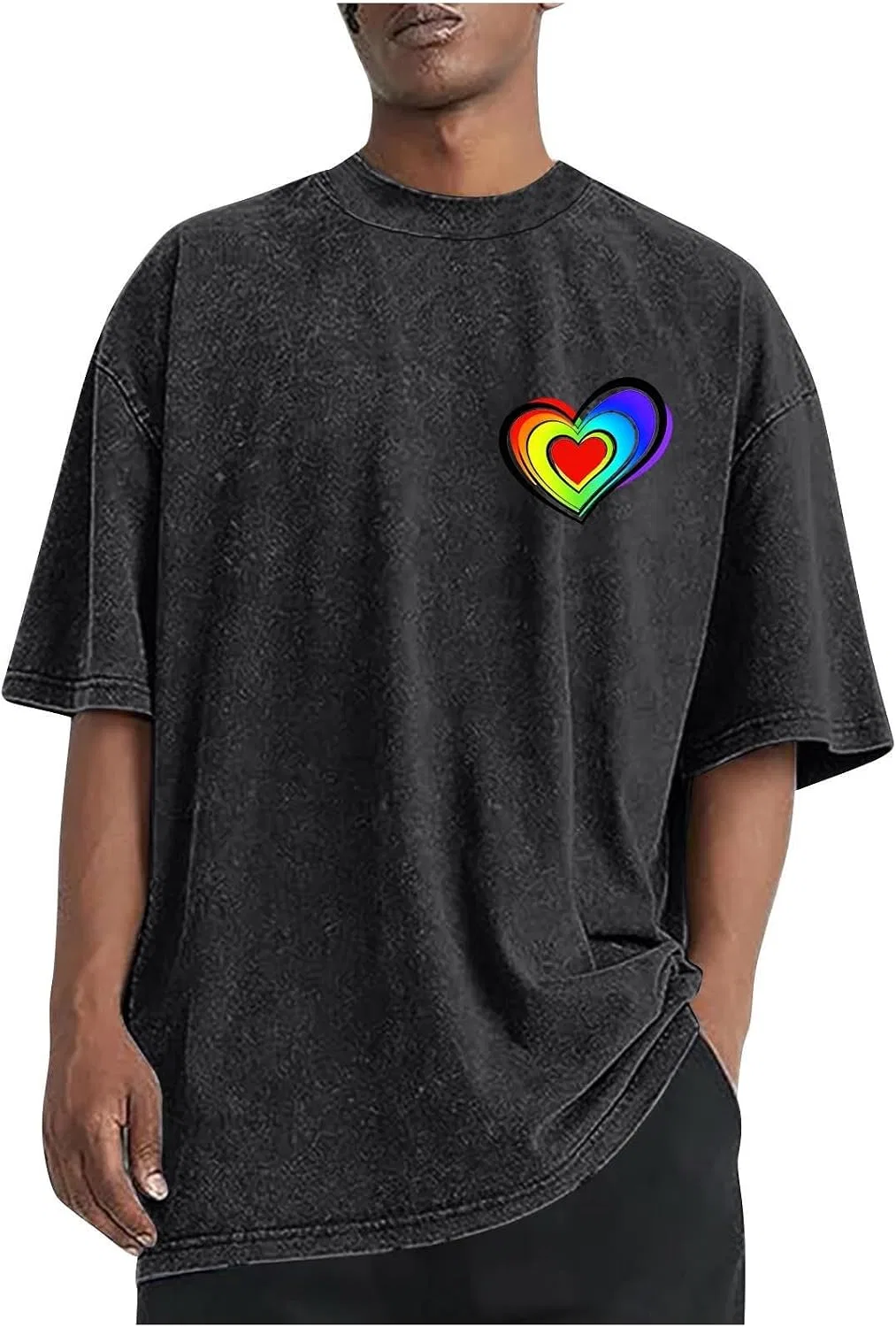 Мужская футболка с принтом Love Heart, Black