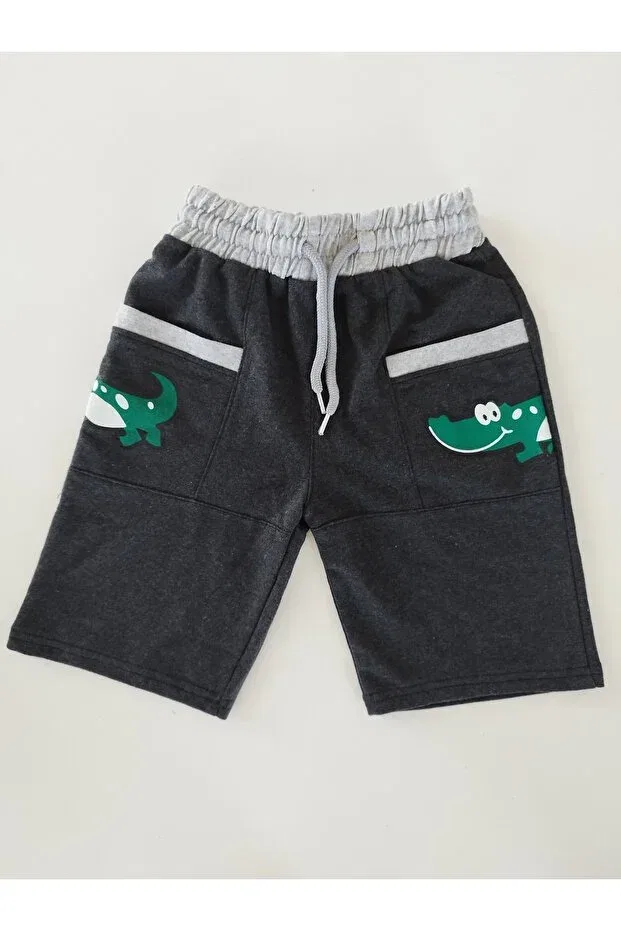 Детские шорты для мальчиков с карманами 3 Pieces Smoked Crocodile Pocket Bermuda Shorts Karelim Tekstil, Navy Blue Smoked