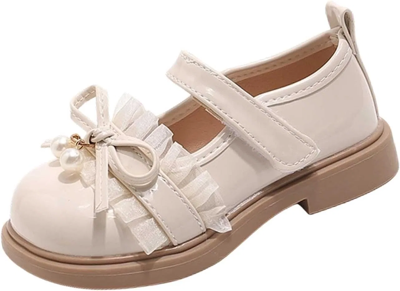 Детские туфли Мэри Джейн для девочек с бантом, модель Mary Jane Flats, Zzalalana, Beige