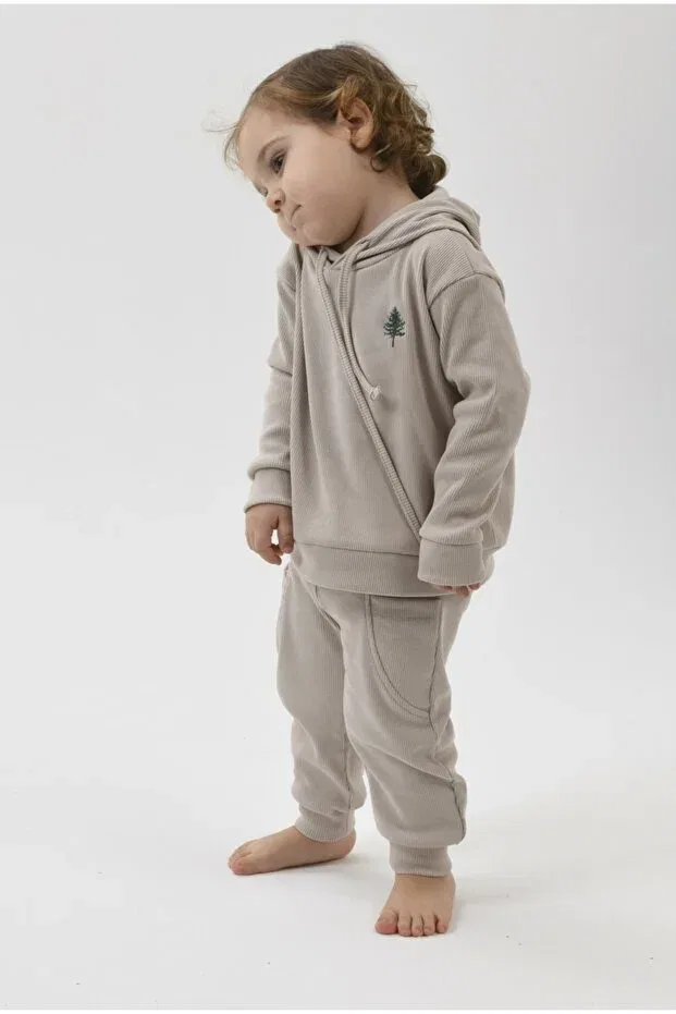 Детские спортивные штаны для девочек с завязками Basic jogger, Green Attitude, Beige — фото 4