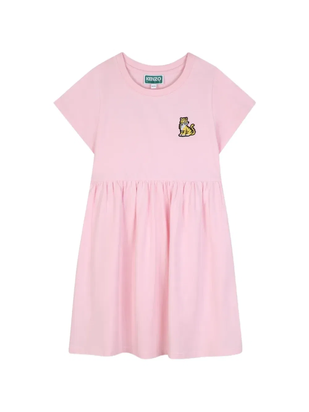 Платье со сборками и нашивкой Kenzo Kids, розовый