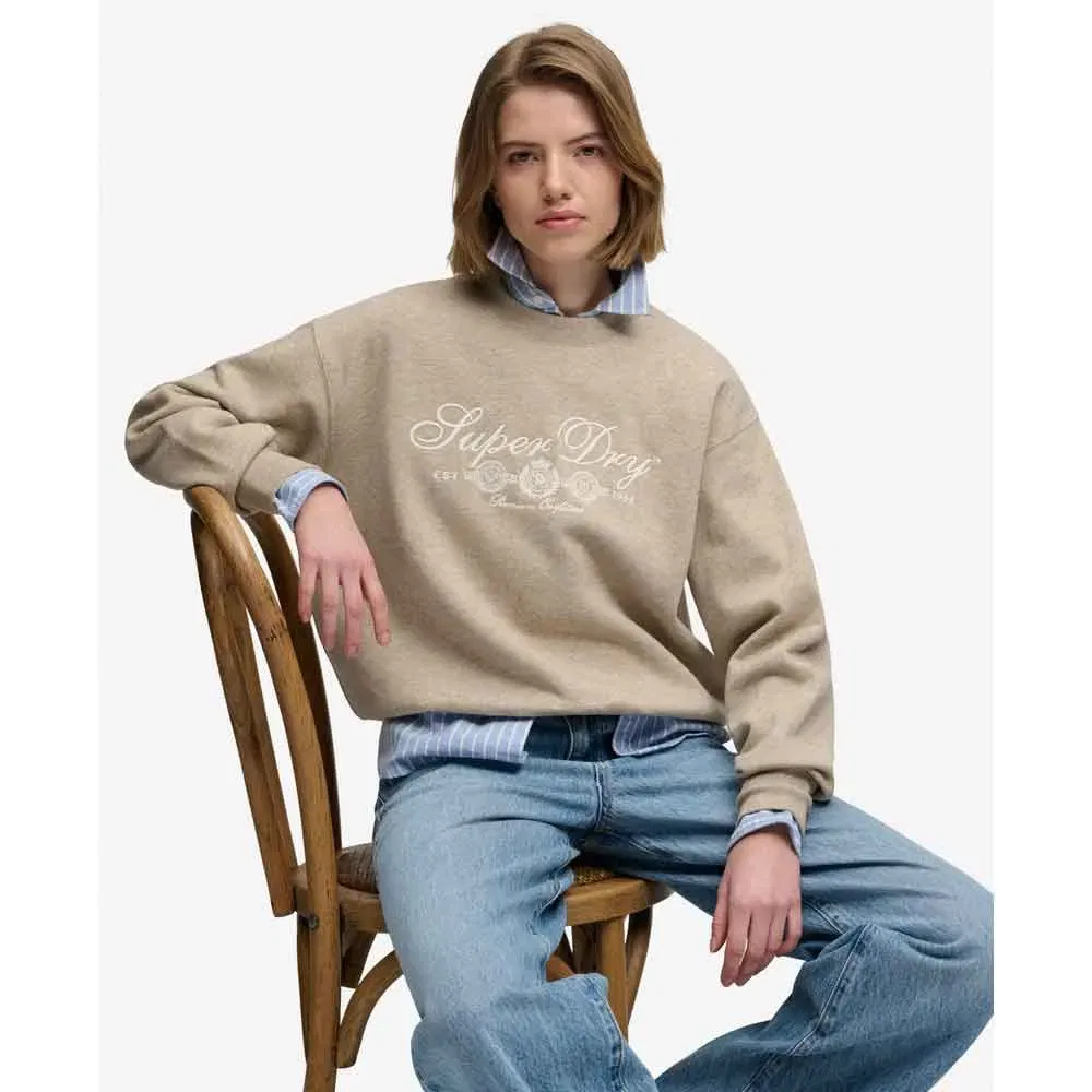 Женский свитшот из хлопка с вышивкой Country Club Crew Superdry, Beige — фото 4
