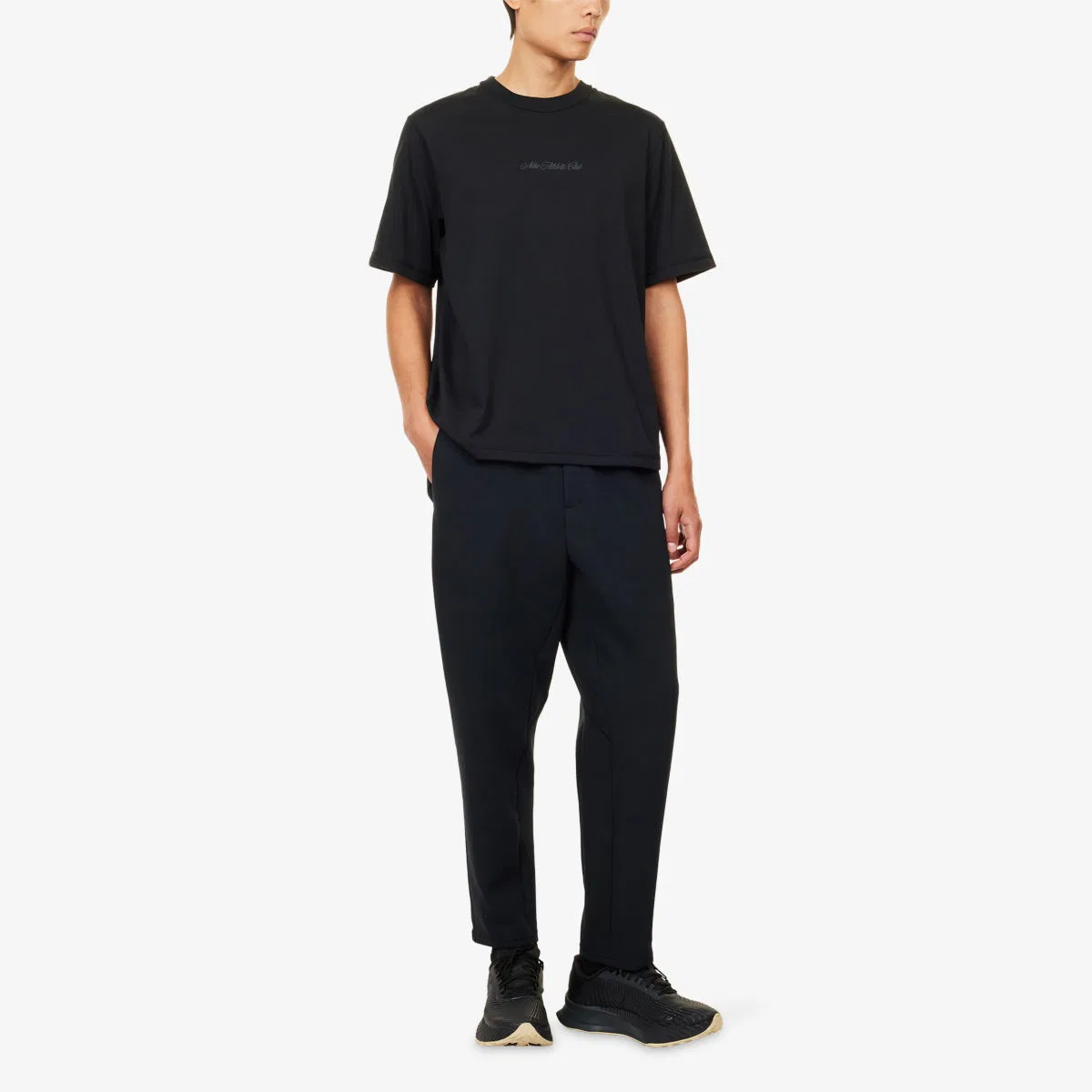 Тканая футболка Dri-fit с принтом логотипа и текста Nike, черный/темно-серый — фото 2
