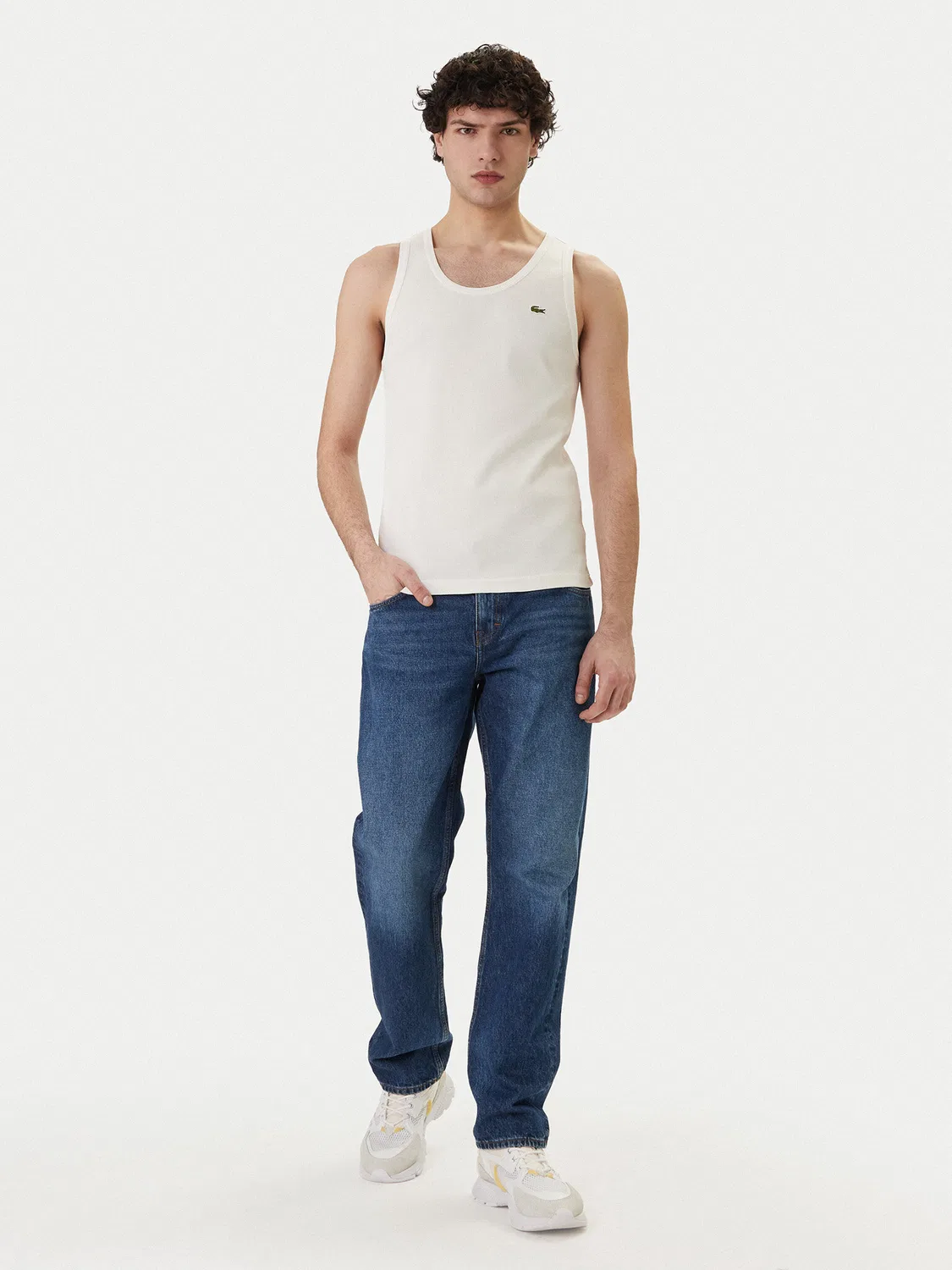 Мужская майка приталенного кроя Lacoste, белый — фото 2