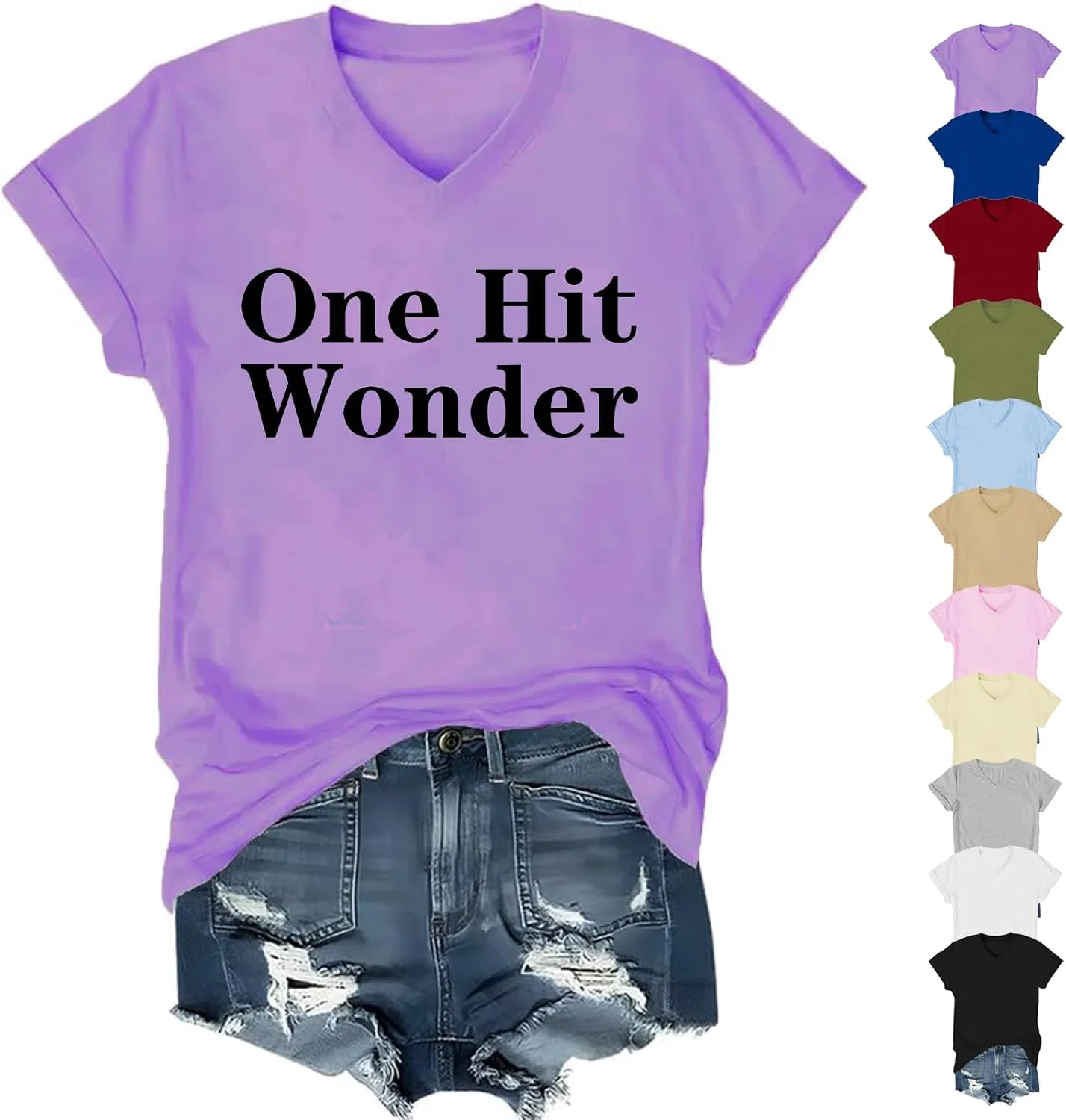 Женская футболка с V-вырезом One Hit Wonder, Purple