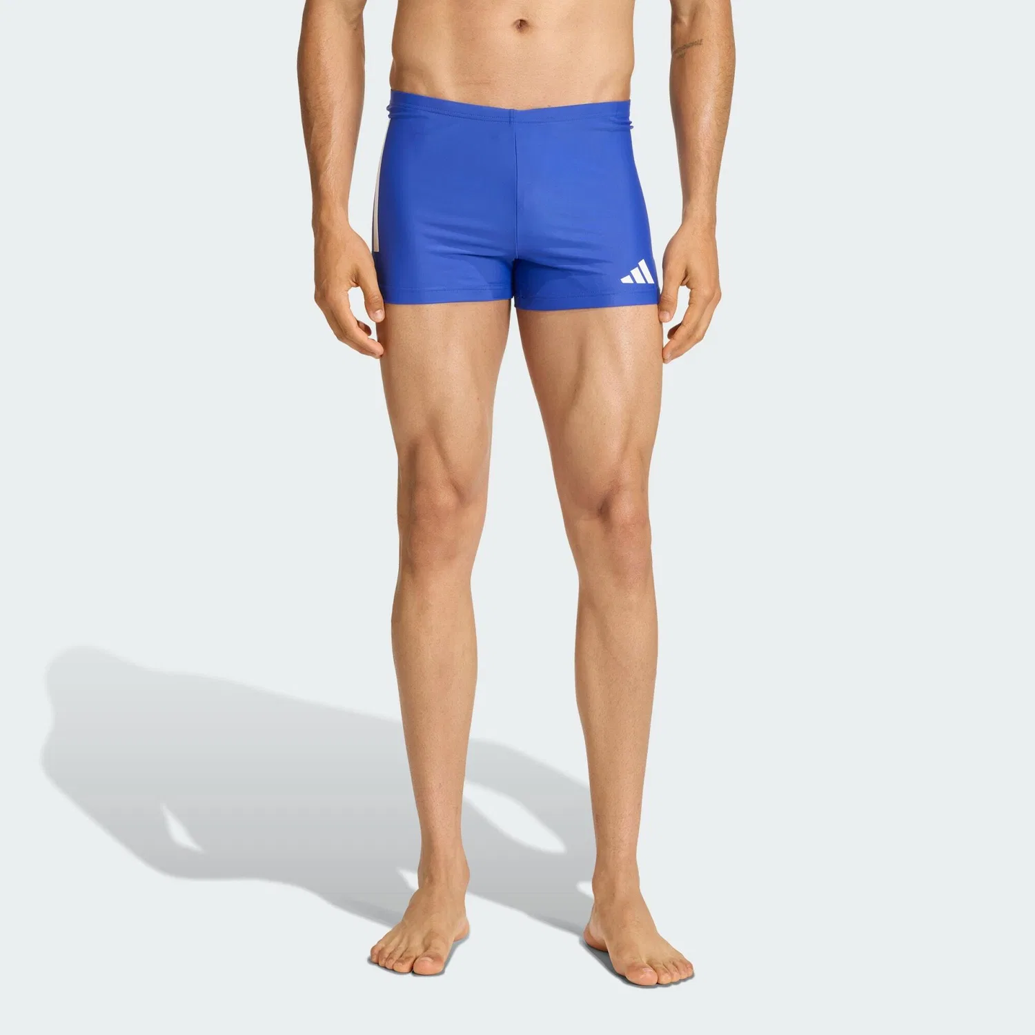 Мужские плавки-боксеры с 3-полосным дизайном 3-Streifen 2-Inch Boxer-Badehose Adidas, Mediterranean Blue White