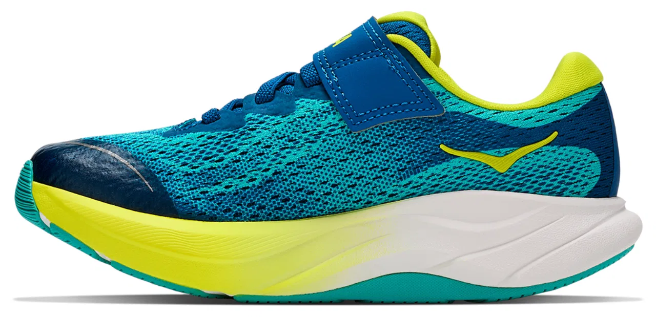 Детские кроссовки для мальчиков с двойным жаккардовым верхом HOKA Rincon 4, Blue/Yellow — фото 2