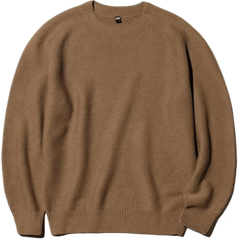 Мужской джемпер с круглым вырезом Каштан UNIQLO, Chestnut