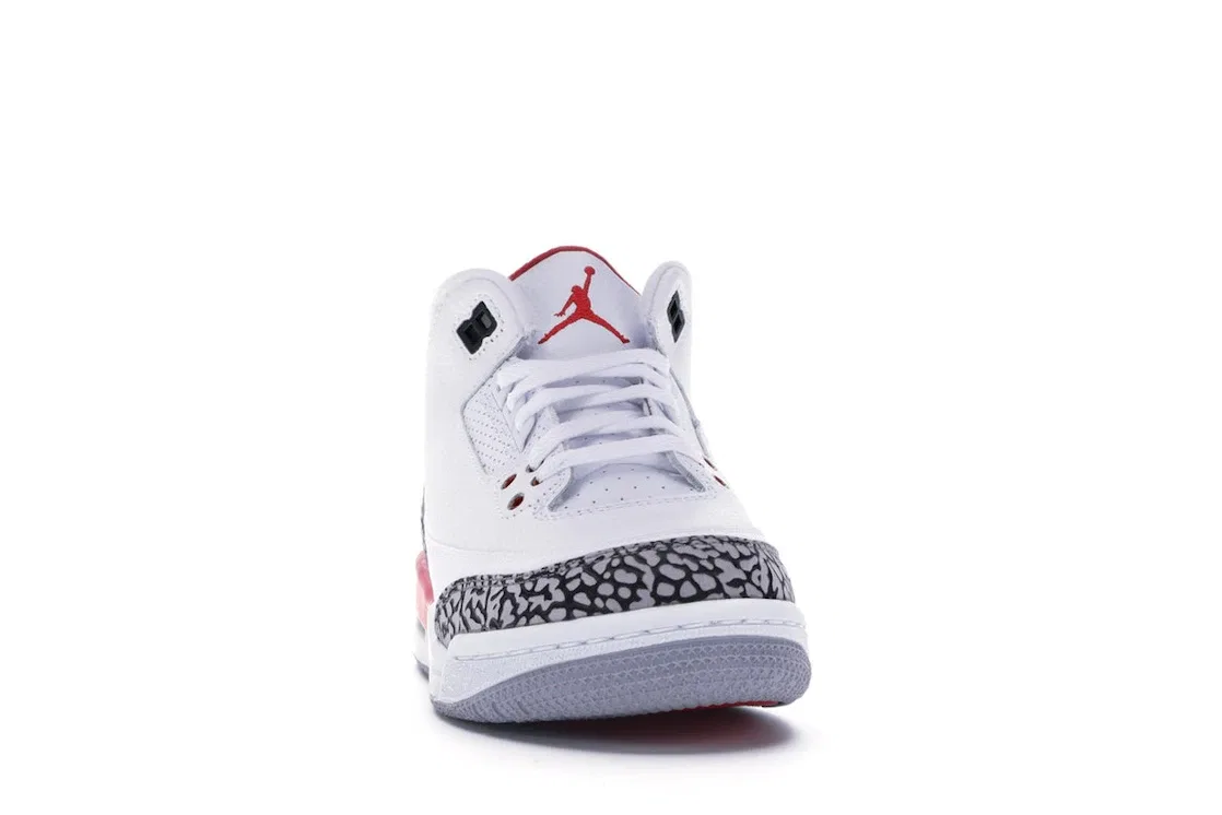 Детские кроссовки с кожаным верхом Jordan 3 Retro, White/Fire Red-Cement Grey-Black — фото 2