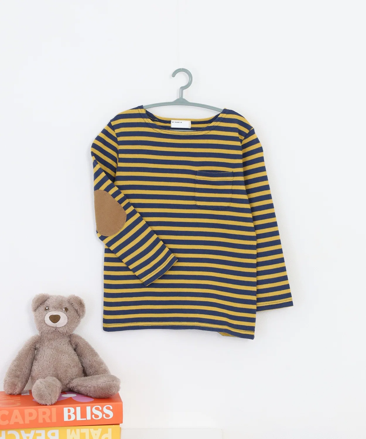 Детский лонгслив с принтом Borderc Shirt FUNALIVE, Mustard